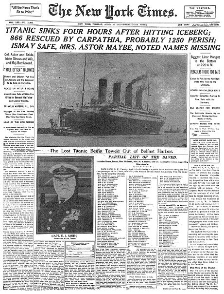 Titanic Sinks - New York Times